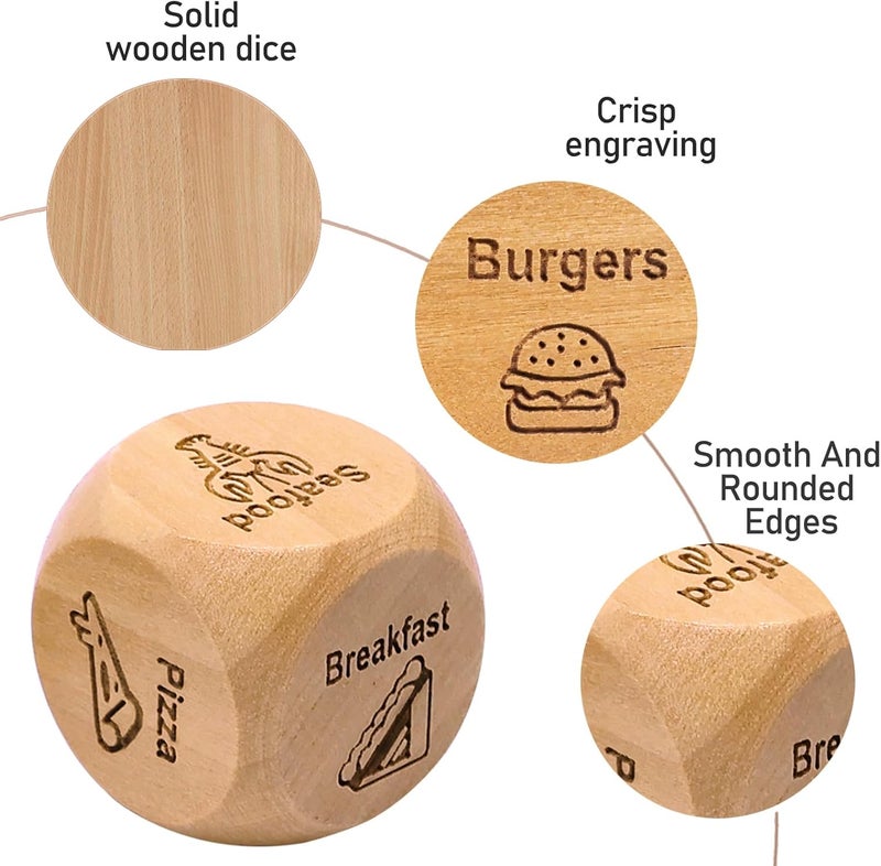 Failun Date Night Food Decision Dice with 12 Food Choices for Singles & Couples to Solve 'What to Eat' Dilemma | Ideal for Christmas,Easter,Mother's Father's Day,Anniversary - Image 4